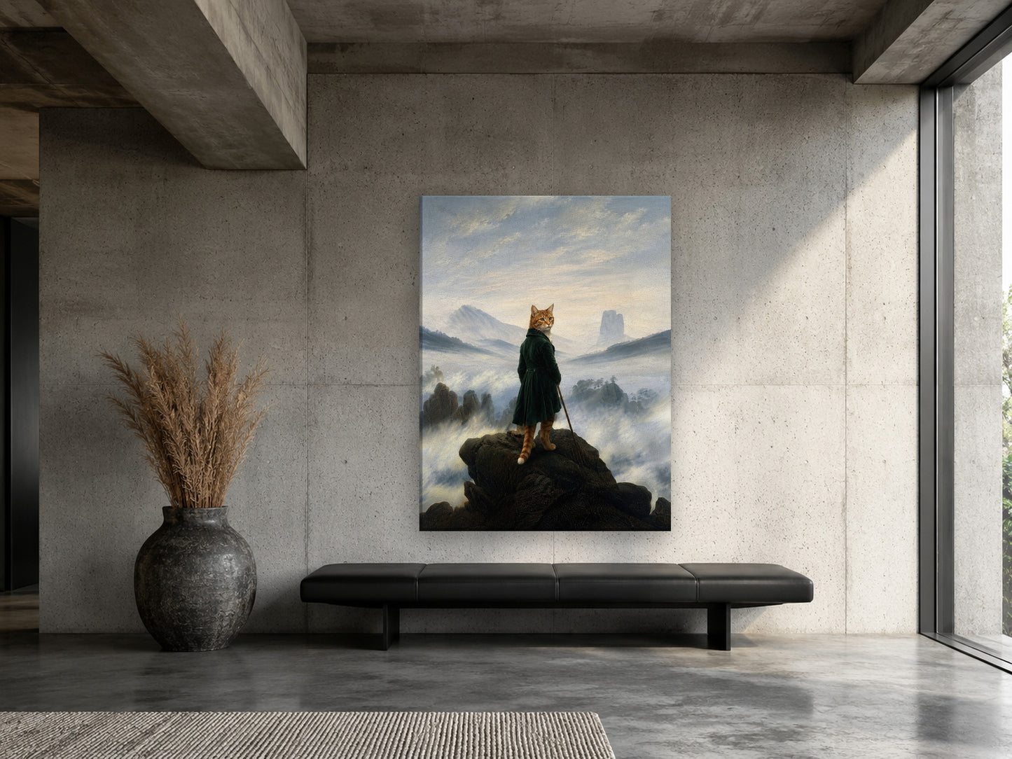 Katze als Wanderer – Leinwand im Loft