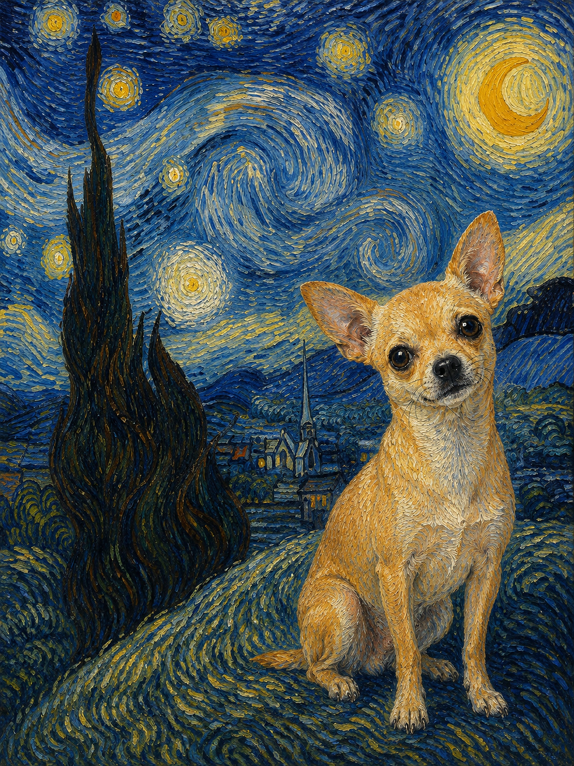 Dein Hund in der Sternennacht – Beispiel-Gemälde von Lil Snouts