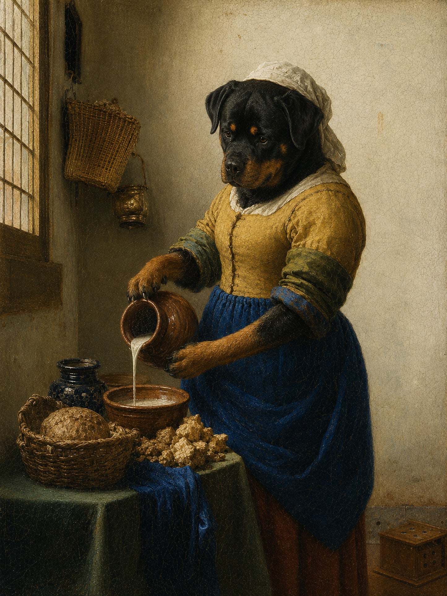 Dein Hund als Das Milchmädchen – Beispiel-Gemälde von Lil Snouts