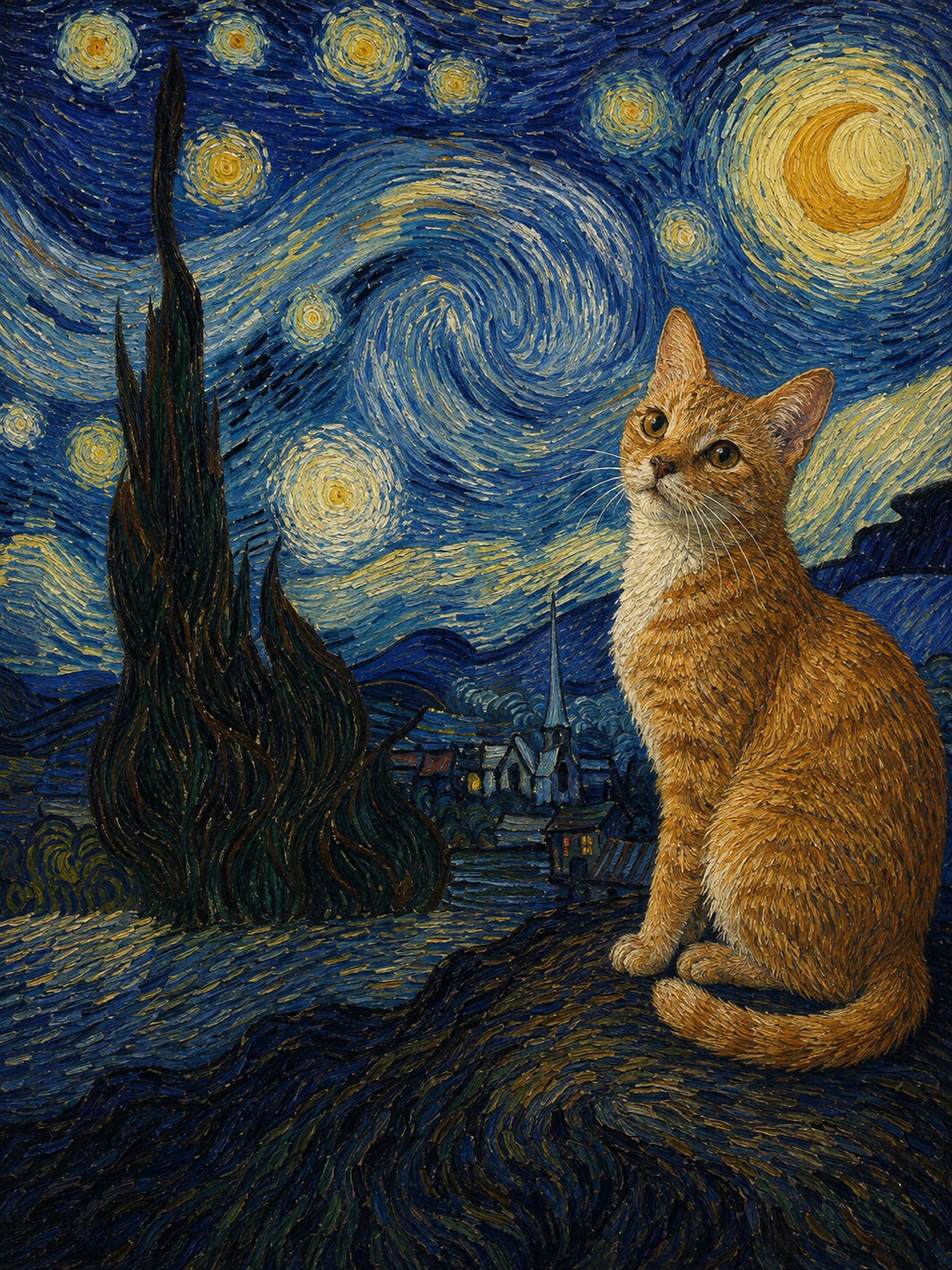 Deine Katze in der Sternennacht – Beispiel-Gemälde von Lil Snouts