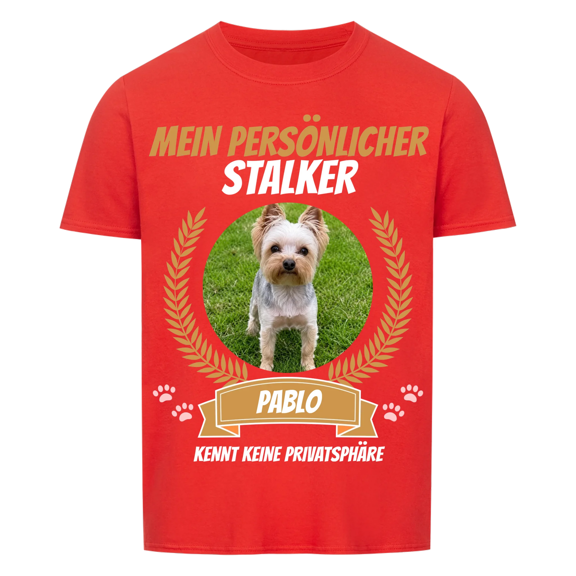 Mein persönlicher Stalker Hunde-T-Shirt personalisiert – Farbvariante