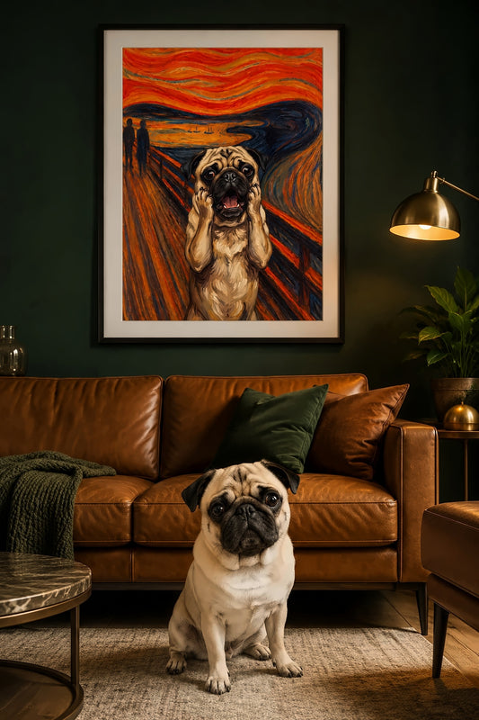 Der Schrei Hund Poster – Haustierportrait Mockup