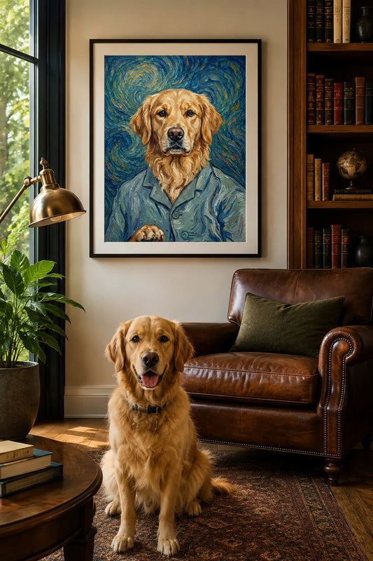 Van Gogh Hund Poster – Haustierportrait Mockup
