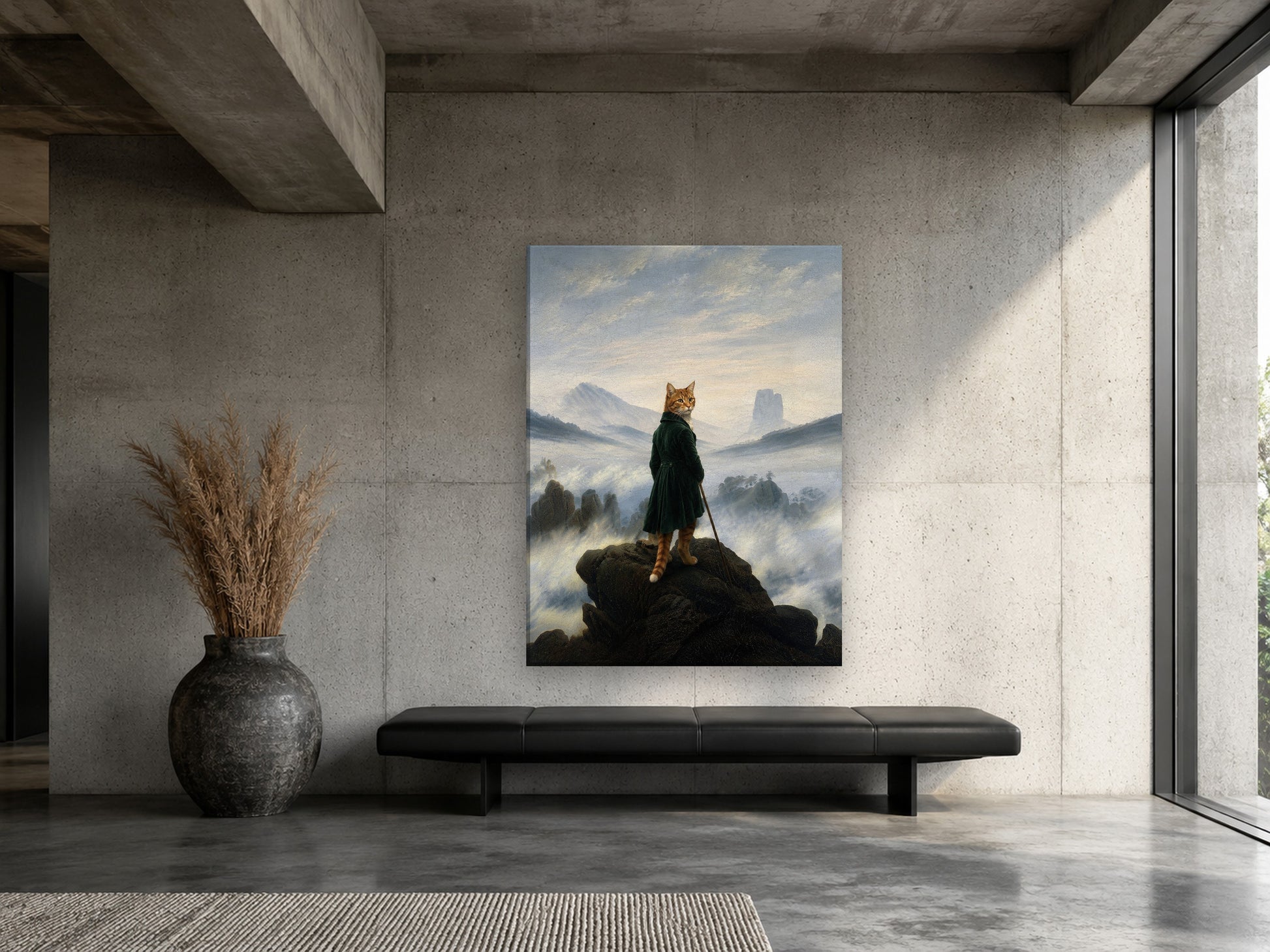 Katze als Wanderer – Leinwand im Loft