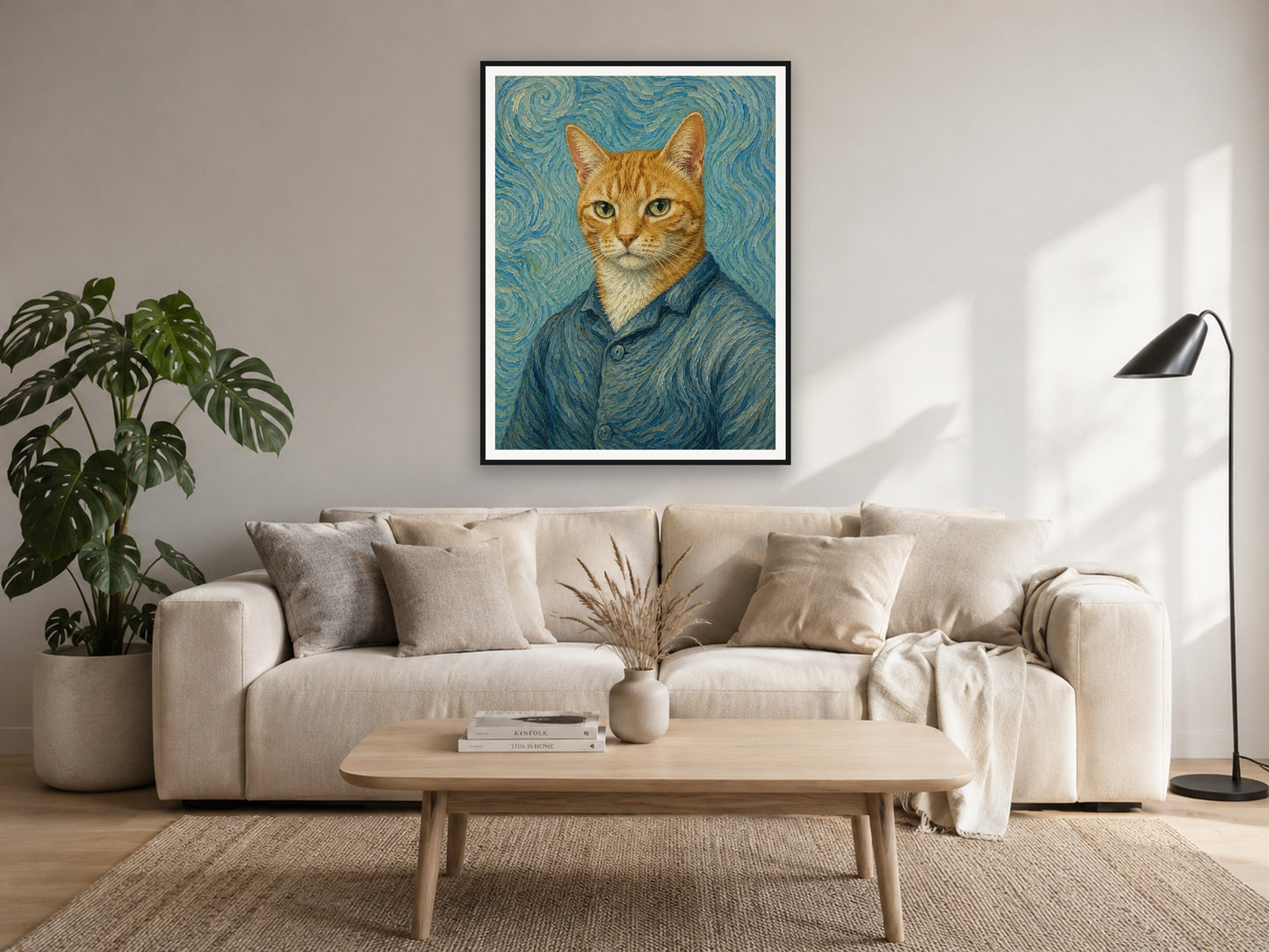 Katze als Van Gogh – Poster im Wohnzimmer