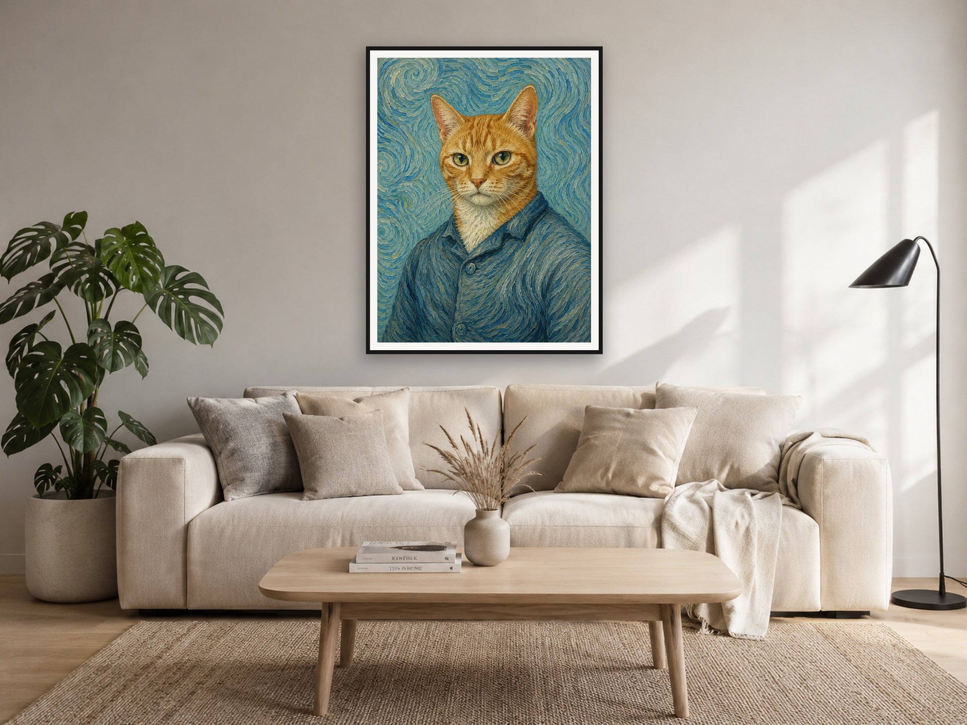 Katze als Van Gogh – Poster im Wohnzimmer